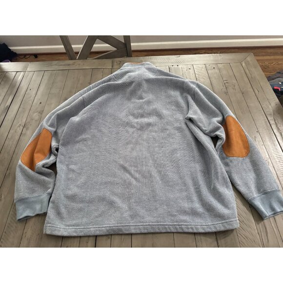 ORVIS Simoom 1/4 Zip Tweed Pullover Sweatshirt Sweater Leather Elbow Patch XL - Picture 4 of 4